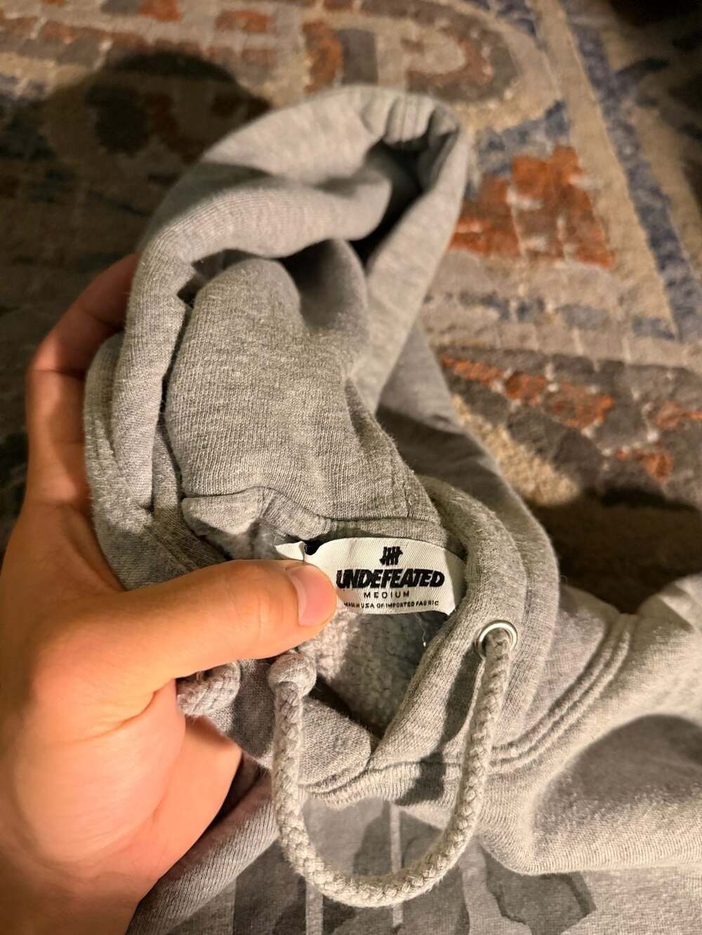Undefeated Grey Pullover Hoodie with Camo Five Strike Logo size medium - Picture 3 of 4